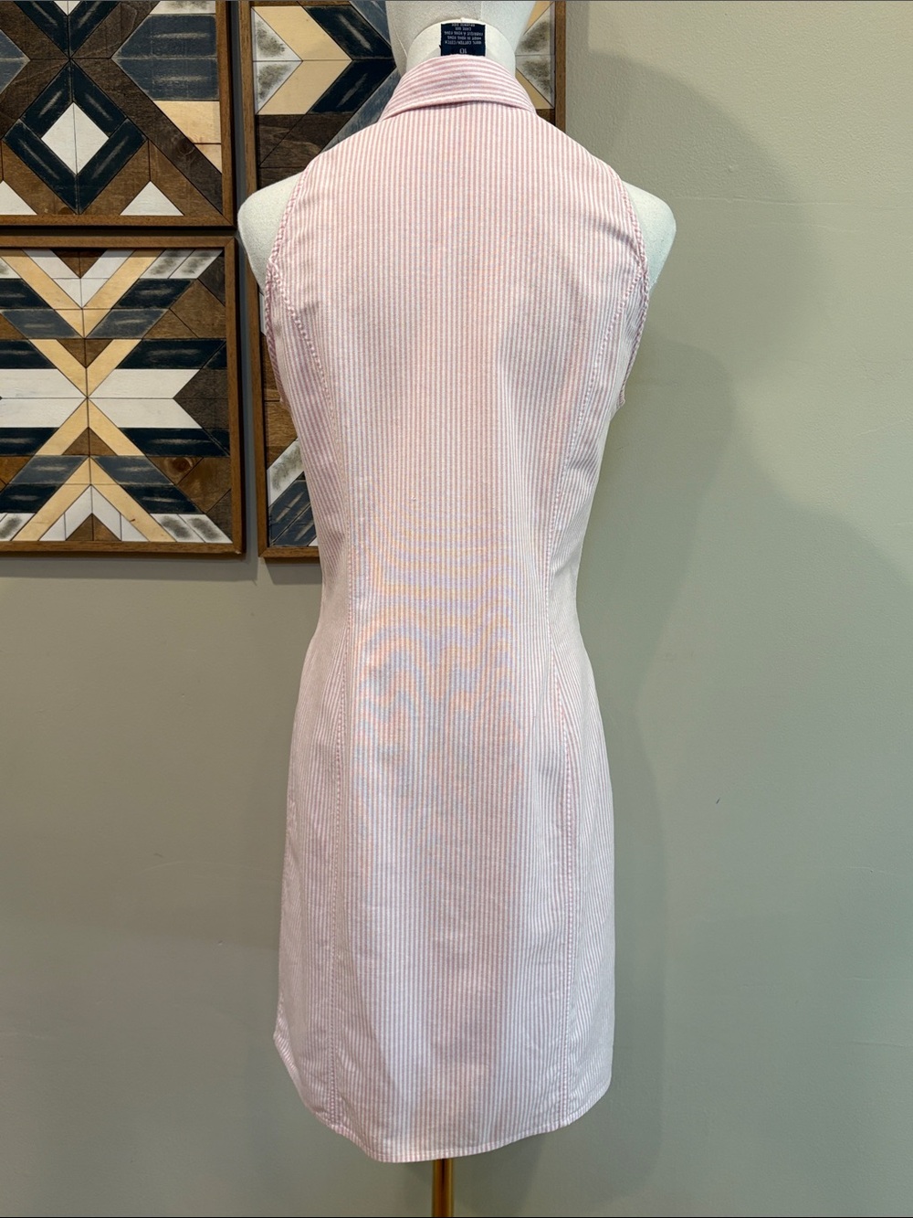 Vintage Ralph Lauren Blue Label 90s Pink / White Striped Cotton Polo Dress 10 - Picture 7 of 13
